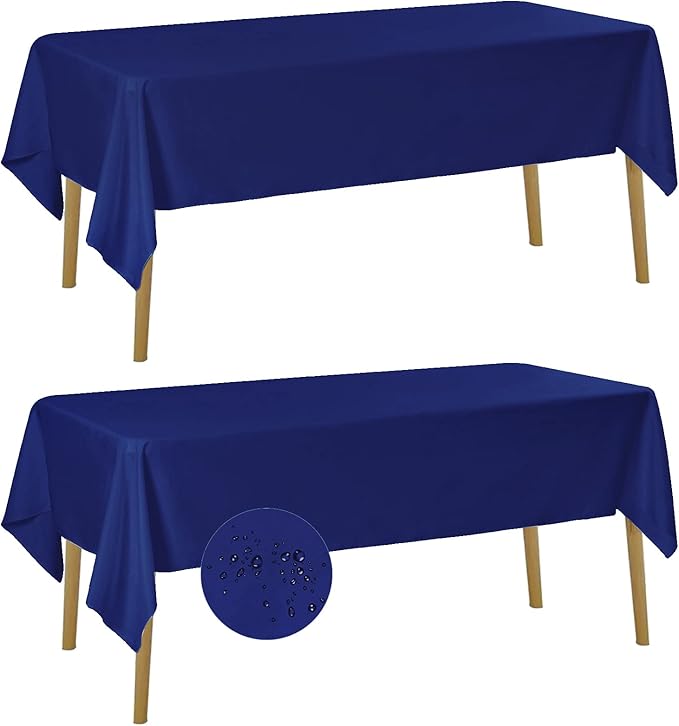 Fokitut 2 Pack Waterproof Rectangle Tablecloth, 60x84 Inch, Stain Resistant and Wrinkle Polyester Table Cloth, Fabric Table Cover for Kitchen Dining, Wedding, Party, Holiday Dinner-Royal Blue