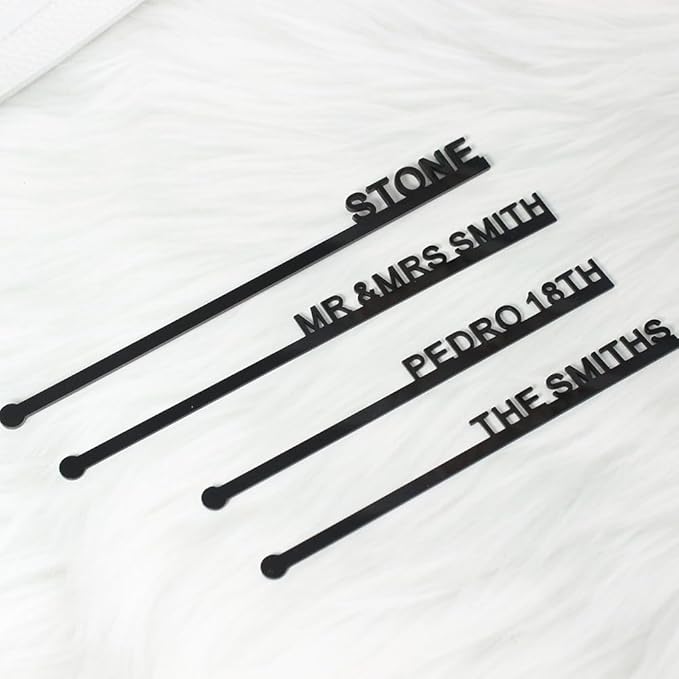 Personalized 18cm Wedding Drink Stirrers, Custom Swizzle Sticks, Drink The Surname Tags, Bar Cocktail Accessories Place Name Settings, Wedding Party, Bridal Shower, Birthday Stirrers 20pcs