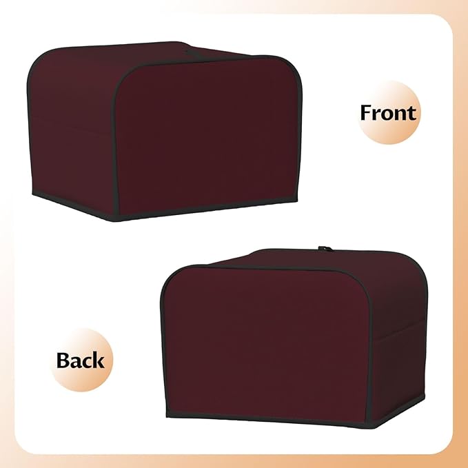 Dark Red Toaster Cover Bread Machine Cover Fits For 4 Slice Toasters Anti-Sputtering Bread Cover Washable Bread Maker Cover Dust Cover