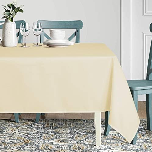 sancua Square Tablecloth - 54 x 54 Inch - Stain and Wrinkle Resistant Washable Polyester Table Cloth, Decorative Fabric Table Cover for Dining Tables, Buffet Parties and Camping, Beige