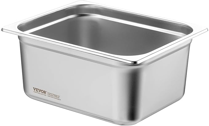 VEVOR 6 Pack Stainless Steel Hotel Pans - 1/2 Size 6-Inch Deep 0.8mm Thick Anti-Jam Commercial Food Pans for Steam Tables, Restaurants, Catering & Industrial Use
