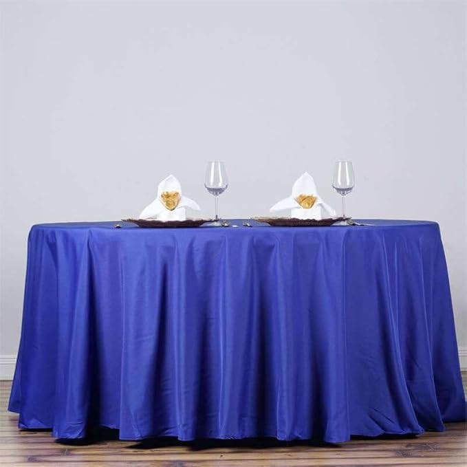 Efavormart Round Tablecloth, 132 Inch Stain & Wrinkle Resistant Washable Table Cloth, Decorative Polyester Fabric Table Cover for Banquet, Wedding, Dining- Royal Blue
