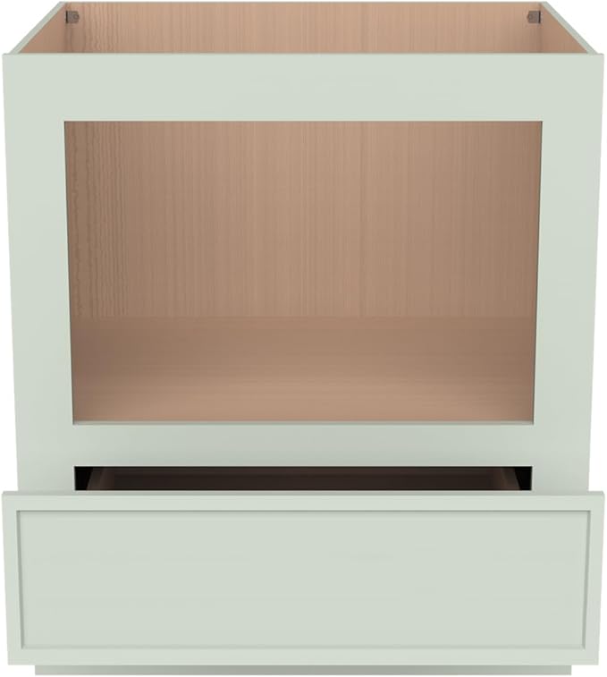 Solid Wood RTA 30" Microwave Base Cabinet,Kitchen Oven Cabinet - with 1 Full Overlay Drawer (Frame Dimension: 24''W*16''H) (Jade Green, 30" Width x 24" Depth x 34 1/2" Height)