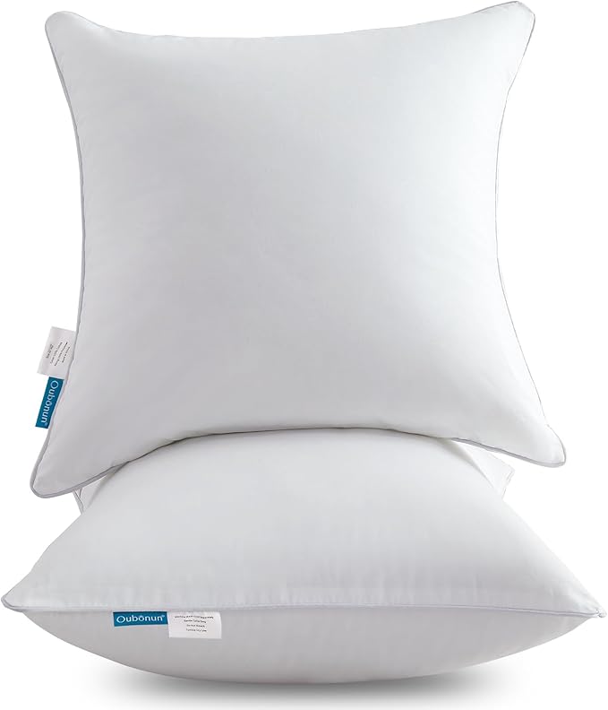 Oubonun 26 x 26 Pillow Inserts - Set of 2 - 100% Cotton Cover - 26 Inch Square - Decorative Pillow Inserts - White
