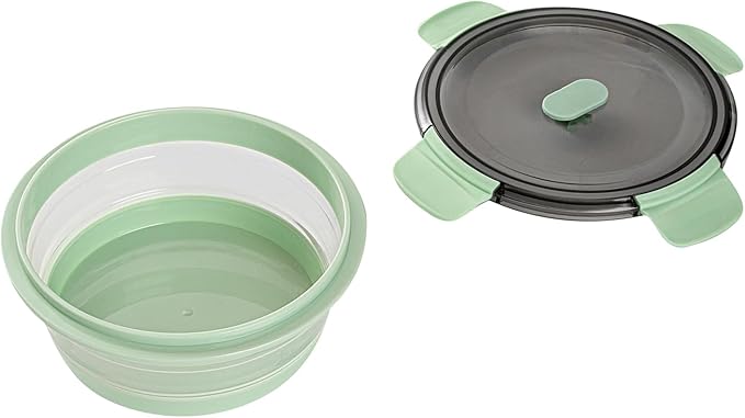 Restaurantware-Fresh Hero 27.2 Ounce Storage Containers, 1 Durable Airtight Food Containers - Microwavable, Freezable, Green Plastic, Collapsible, Dishwashable, With Vented Lids
