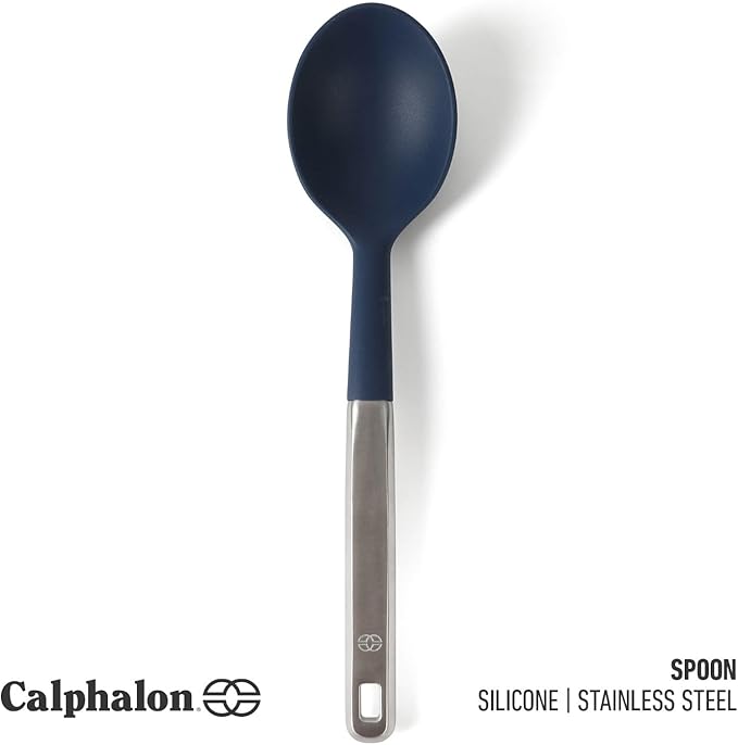 Calphalon Prime Stainless Steel Kitchen Spoon W/Navy Blue Silicone Head
