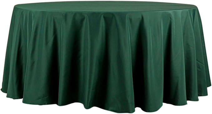 Efavormart Round Tablecloth, 120 Inch Stain & Wrinkle Resistant Washable Table Cloth, Decorative Polyester Fabric Table Cover for Banquet, Wedding, Dining - Hunter Emerald Green