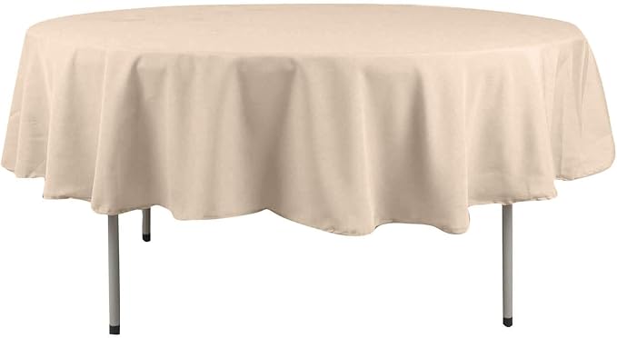 Efavormart Round Tablecloth, 90 Inch Stain & Wrinkle Resistant Washable Table Cloth, Decorative Polyester Fabric Table Cover for Banquet, Wedding, Dining- Nude Beige