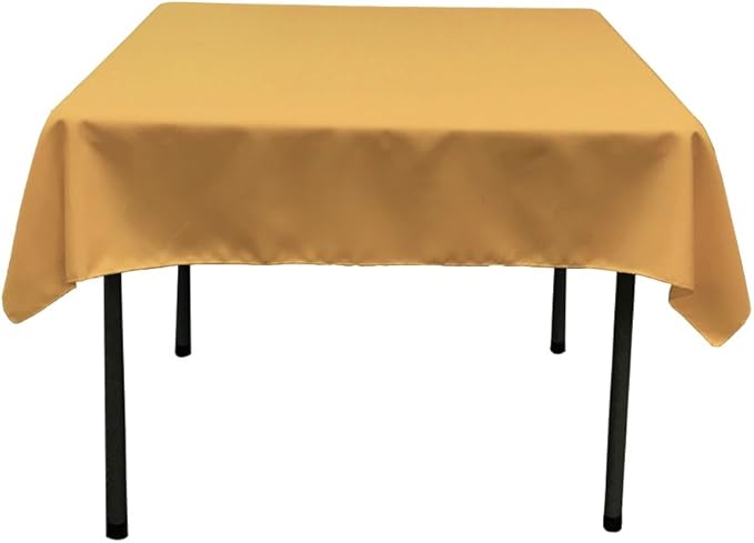 LA Linen Polyester Poplin Washable Square Tablecloth, Stain and Wrinkle Resistant Table Cover 58x58, Fabric Table Cloth for Dinning, Kitchen, Party, Holiday 58 by 58-Inch, Gold
