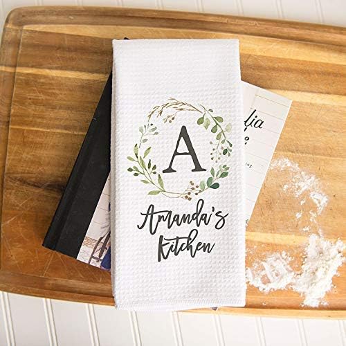 | Custom Waffle Weave Dish Towel | Personalized Kitchen Towel | Housewarming Wedding Gift | Personalized Dish Towel | Engagement Present | Couple Present Registry Monogram Valentines Day