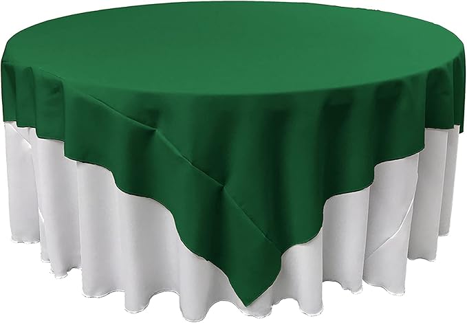 LA Linen Polyester Poplin Washable Square Tablecloth, Stain and Wrinkle Resistant Table Cover 72x72, Fabric Table Cloth for Dinning, Kitchen, Party, Holiday 72 by 72-Inch, Emerald Green