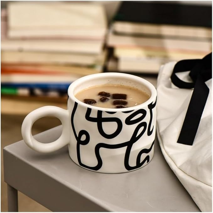 Mug Nordic Style Graffiti Mug Face Cup Ceramic Cup Breakfast Milk Cup Large Capacity Water Cup Porcelain Coffee Mugs
