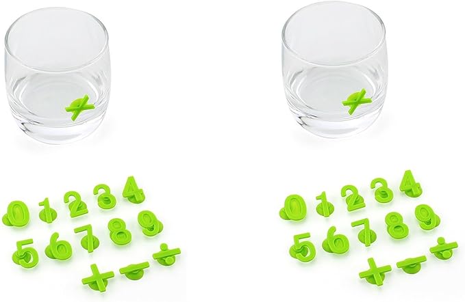 28pcs Themed Wine Glass Charms Number Fun Drink Identifiers for Champagne Flutes & Cocktail Glasses Wine Charms for Stem Glasses Summer Party Magnetic Design(Green)