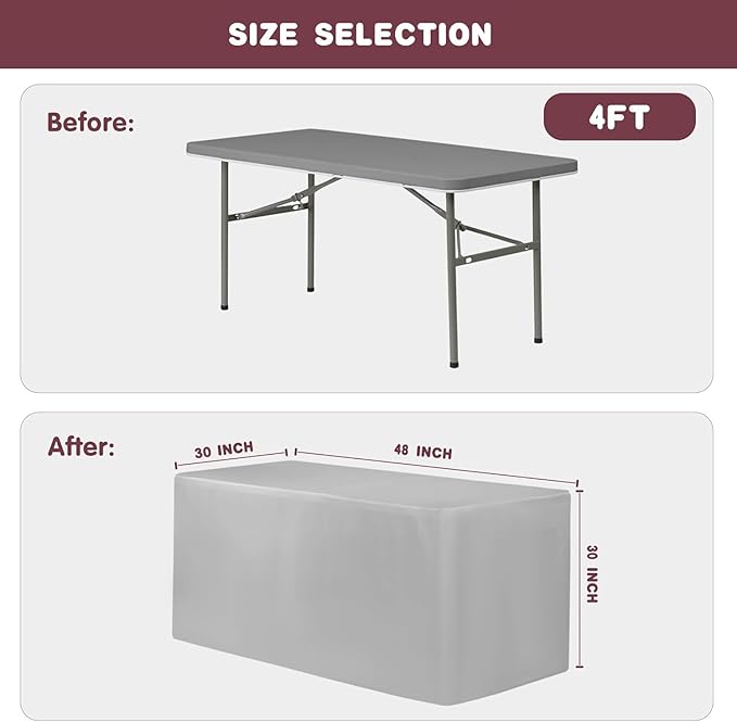 HolidayIdeas 2 Pack Fitted Table Clothes - 48 x 30 Inch - White Rectangle Tablecloths for 4 Foot Tables, Polyester Fabric Tablecloth for Folding Table, Parties, Birthday, Wedding, Trade Show