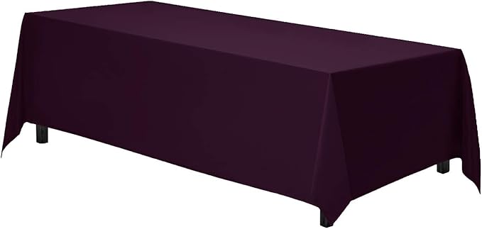 Gee Di Moda Rectangle Tablecloth - 70 x 120 Inch Eggplant Table Cloth for 6 or 8 Foot Rectangle Tables - Heavy Duty Washable Fabric - for Holiday Party, Dinner, Weddings, Baby Shower & Events