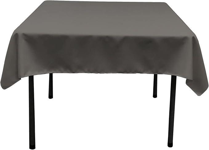 LA Linen Polyester Poplin Washable Square Tablecloth, Stain and Wrinkle Resistant Table Cover 58x58, Fabric Table Cloth for Dinning, Kitchen, Party, Holiday 58 by 58-Inch, Charcoal