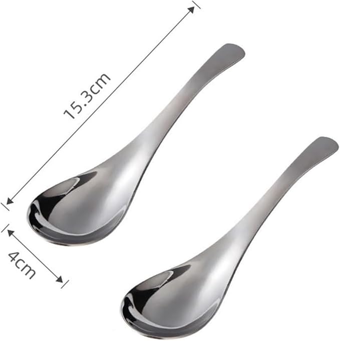 Soup Spoons,Spoons, Spoons Household Stainless Steel Soup Spoon Thickened and Deepened Rice Spoon Party Family Kitchen Restaurant(Silver,13.8 * 3.5cm)