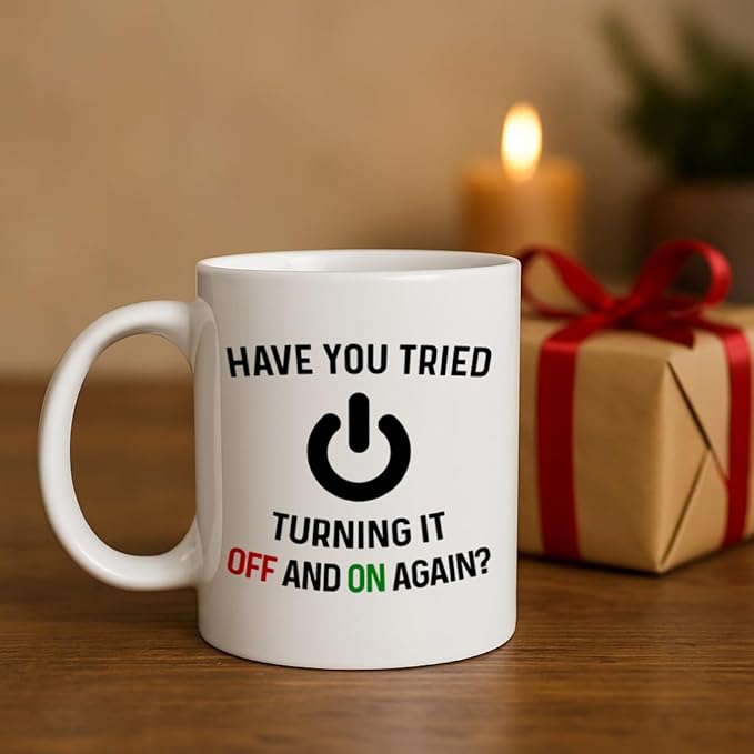 Casitika Have You Tried Turning It Off And On Again Mug 11 Oz Coffee Mug. Funny Computer Nerd Gifts. Gift Idea for Office or Geek Coworkers. (White)