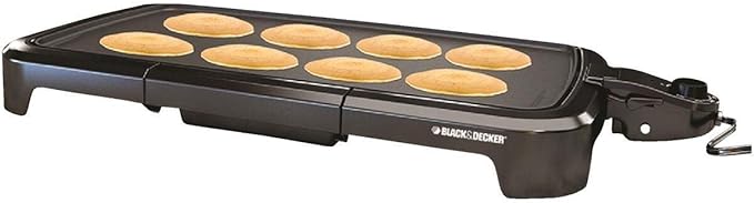 BLACK+DECKER 8-Serving Electric Griddle, GD2051B, Non-Stick Cooking Surface, Warming Tray, Removable Drip Tray, Family Sized