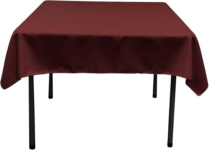 LA Linen Polyester Poplin Washable Square Tablecloth, Stain and Wrinkle Resistant Table Cover 58x58, Fabric Table Cloth for Dinning, Kitchen, Party, Holiday 58 by 58-Inch, Burgundy