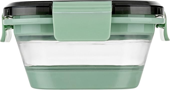 Restaurantware-Fresh Hero 17 Ounce Storage Containers, 20 Durable Airtight Food Containers - Microwavable, Freezable, Green Plastic Collapsible Container, Dishwashable, With Vented Lids