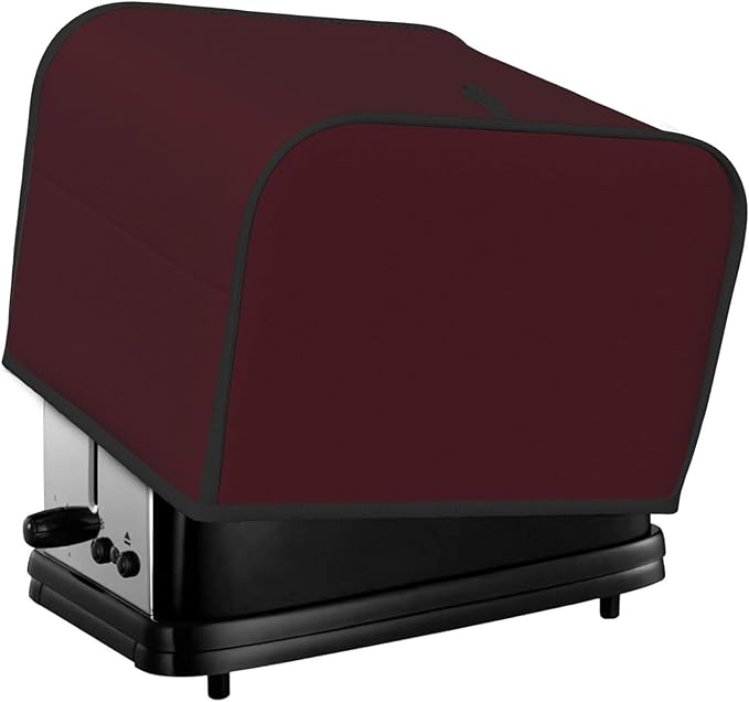 Dark Red Toaster Cover Bread Machine Cover Fits For 4 Slice Toasters Anti-Sputtering Bread Cover Washable Bread Maker Cover Dust Cover