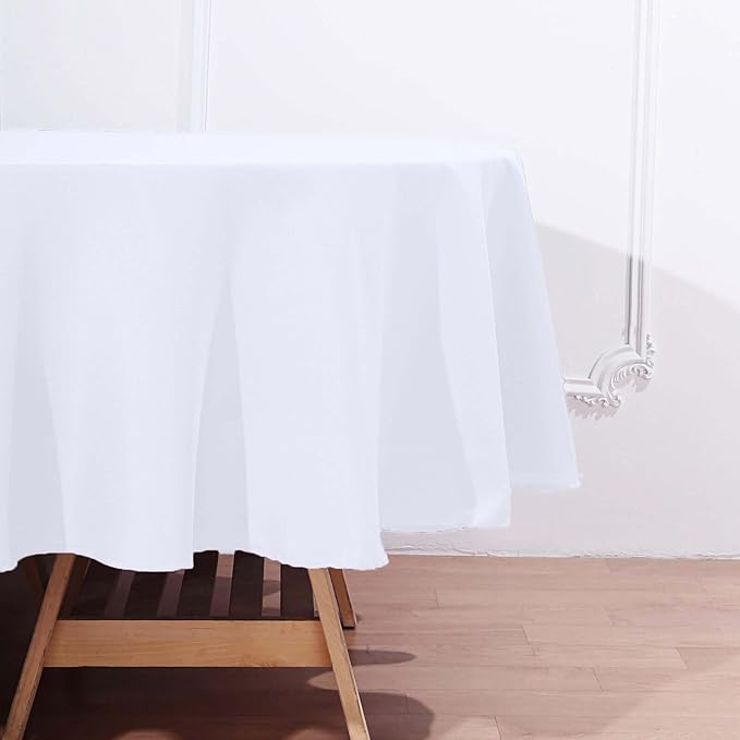 Efavormart 90" Round Linens White Wholesale Linens Polyester Round Tablecloth for Kitchen Dining Catering Wedding Birthday Party