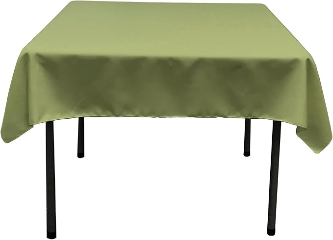 LA Linen Polyester Poplin Washable Square Tablecloth, Stain and Wrinkle Resistant Table Cover 58x58, Fabric Table Cloth for Dinning, Kitchen, Party, Holiday 58 by 58-Inch, Sage Dark