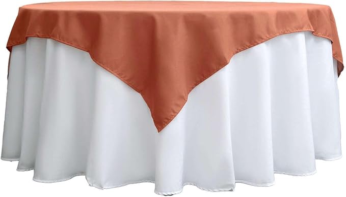 Efavormart 70" Premium Square Polyester Tablecloth for Wedding Kitchen Dining Events - Terracotta