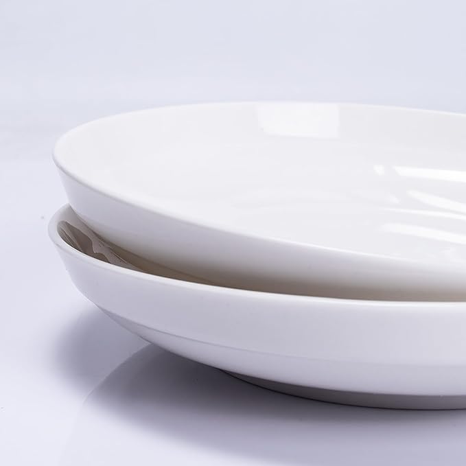 QUANSHANGJUSet of 6 Dinner Plates 8 Inch, White Porcelain Plates, Microwave Oven Dishwasher Safe Scratch Resistant