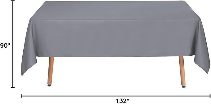 sancua Rectangle Tablecloth - 90 x 132 Inch - Water Resistant Spill Proof Washable Polyester Table Cloth, Decorative Fabric Table Cover for Dining Tables, Buffet Parties and Camping, Light Grey