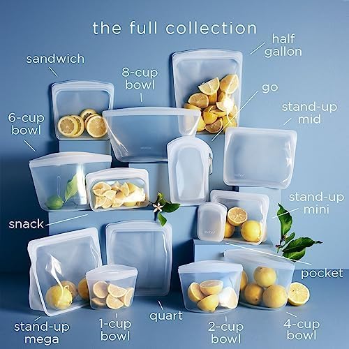 Stasher Silicone Reusable Storage Bag, 6-Cup Bowl, Reusable Freezer Bag, Microwave, Dishwasher, Oven Safe, Sous Vide, Premium Lunch Container, Eco Friendly, Food Storage Bag, Snack Bag, 48 oz, Clear