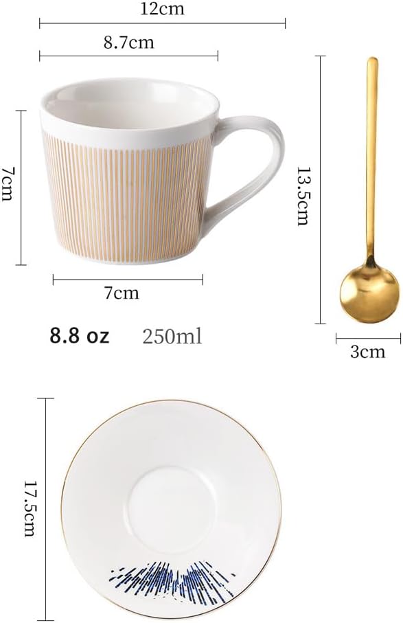 Mirror Cups and Saucers, Mirror Reflection coffee mug, Ceramic Coffee Mug with Saucer Set, Tea Cups and Saucers Sets for Women Wedding Party Afternoon Tea （Silver Bird）