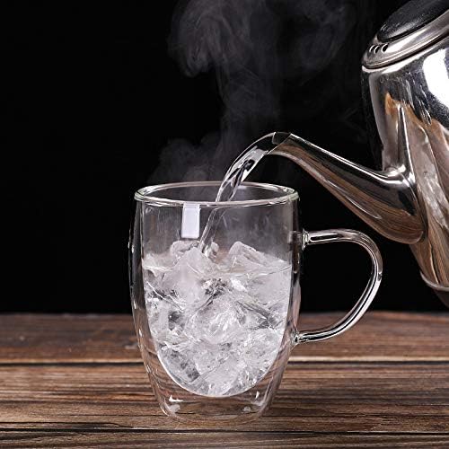 Transparent Glass Coffee Cup Milk Whiskey Tea Beer Double Creative Heat Resistant Cocktail Vodka Wine Mug Drinkware Tumbler Cups(301-350ML)