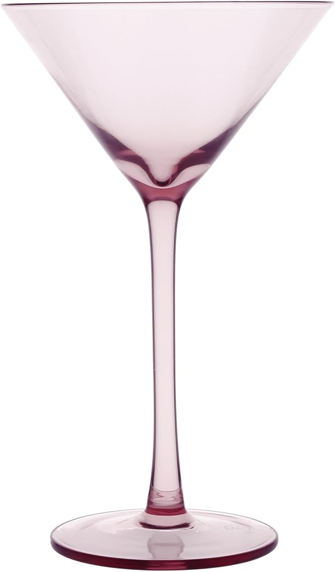 Fortessa Gala Glass, 8 Ounce Martini (Set of 4), Pink
