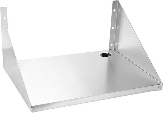Stainless Steel Microwave Shelf with Side Guards - Heavy-Duty Wall Mount Rack, Sturdy Space-Saving Storage for Kitchen Appliances, Great for Home, Restaurant & Hotel (24''x24''x12)