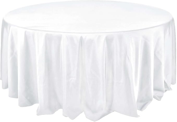 Efavormart 132" Wholesale Round Tablecloth Polyester Round Table Linens for Wedding Party Banquet Restaurant - White
