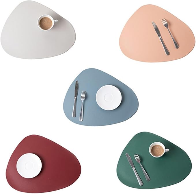 Grey PU Leather Placemats for Table Waterproof Non-Slip Table Mat Set Coaster Set Cup Wine Mat Tableware Pad Napkin for Kitchen(Orange)