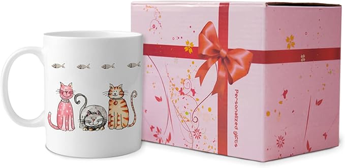 Gift Company Ceramic Coffee Cup Tea Mug Gift Ideas for Animal Lovers Cat Pattern 11oz