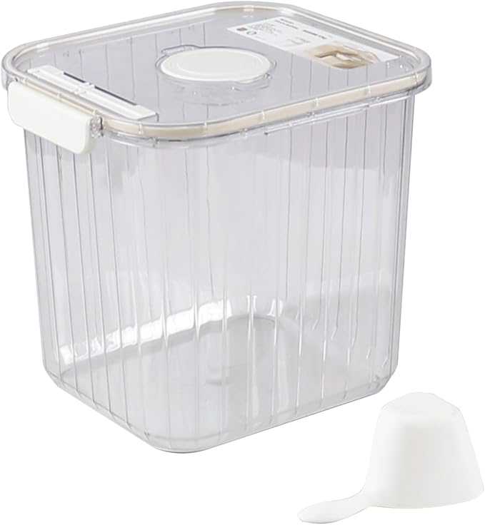 Yuright 1 Pack 22 Lbs Cereal Rice Food Storage Container Bin, Clear Plastic Food Grain Storage Container with Measuring Scoop