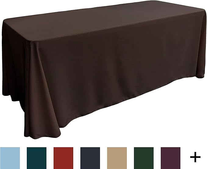 LA Linen Polyester Poplin Washable Rectangular Tablecloth, Stain and Wrinkle Resistant Table Cover 90x132, Fabric Table Cloth for Dinning, Kitchen, Party, Holiday 90 by 132-Inch, Brown