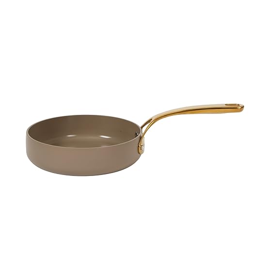Bloomhouse - Two Time Oprah's Favorite Things Winner - 8 Piece Pots and Pans Heavy Duty Aluminum Premium PFA Free Ceramic Nonstick Dutch Oven Pot with Lid - Cappuccino Cream with Gold Handle