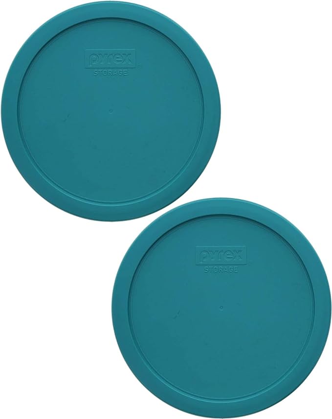 Pyrex 7402-PC 6/7-Cup Turquoise Food Storage Replacement Lid (2-Pack) - Made in USA