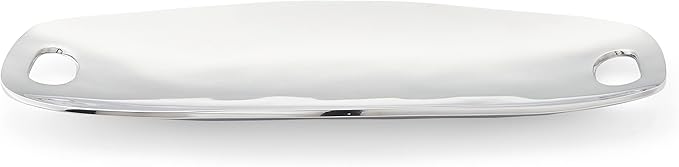 Nambé Handled Tray - Modern Rectangular Serving Platter with Curved Sides & Cut-Out Handles, Contemporary Alloy Serveware for Dining, Kitchen, Bar and Entertaining Displays, Gift-Ready Design (Silver)