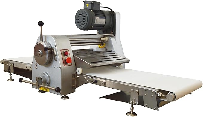 Commercial Dough Sheeter Machine, Electric 400mm Reversible Roller Dough Flattening Conveyor, Desktop Pastry Machine 1-32mm Adjustable Thickness for Bakeries, Pastries 110V