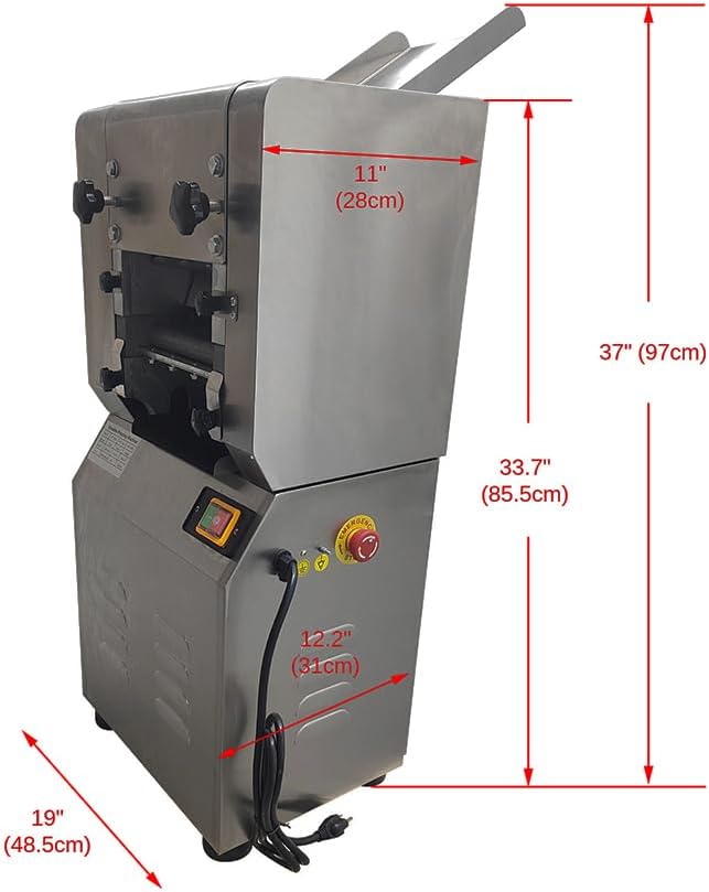 Commercial Electric Noodle Machine High-speed Press Dough Machine with Stainless Steel for Pasta,Dumpling Skin,Noodle,Bread Electric Dough Sheeter 2.2KW 110V