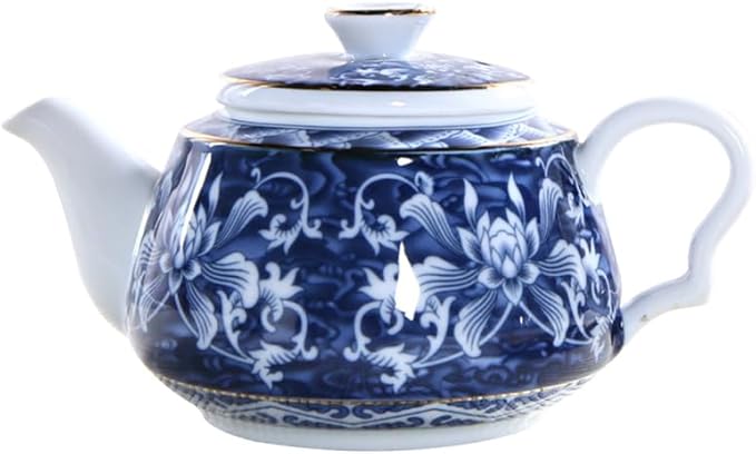 Luxshiny Vintage Porcelain Teapot 6.7Oz Ceramic Tea Kettle with Built-in Filter Blue and White Chinese Style Tea Pot for Home and Office Brewing Red Pu Er