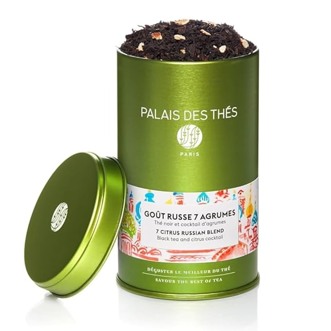 Palais des Thés Black Tea - Organic 7 Citrus Russian Blend - Premium Fruity Black Loose Leaf Tea, Serves 20-25 Cups - 3.5oz Tin