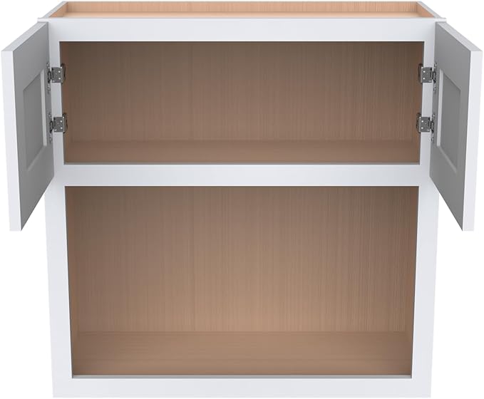 Solid Wood RTA Wall Microwave Cabinet with Open Shelves – Shaker Style, Space-Saving Kitchen Pantry Storage, Durable and Versatile Wall-Mounted Organizer (SK-White, 30" W x 24" D x 30" H)