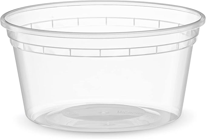 12 OZ - 24 Sets Plastic Deli Food Storage Containers with Airtight Flexible Lids Microwavable, Leak Free, Washable, Freezer Safe.